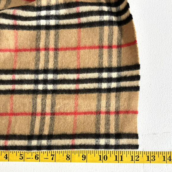 Vintage Burberrys Cashmere Blend Nova Check Scarf 52"x12" Beige Luxury Classic - Picture 9 of 9